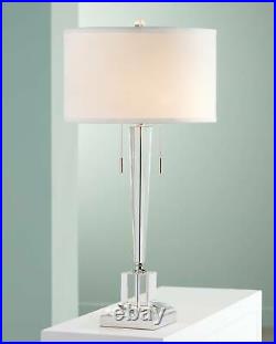 Modern Table Lamp Clear Crystal Glass Colum for Living Room Bedroom Bedside