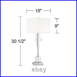 Modern Table Lamp Clear Crystal Glass Colum for Living Room Bedroom Bedside