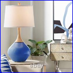Modern Table Lamp Dazzling Blue Glass Wood for Living Room Bedroom Bedside