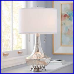 Modern Table Lamp Mercury Glass Drum Shade for Living Room Bedroom Bedside