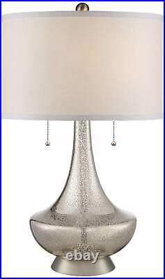 Modern Table Lamp Mercury Glass Drum Shade for Living Room Bedroom Bedside