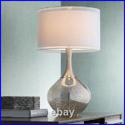 Modern Table Lamp Mercury Glass Silver Sheer Twin for Living Room Bedroom