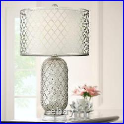 Modern Table Lamp Patterned Mercury Glass Double Shade for Living Room Bedroom