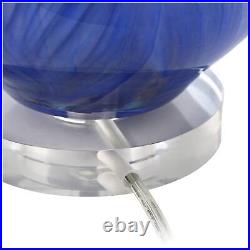 Modern Table Lamp Teardrop Blue Swirl Art Glass for Living Room Family Bedroom