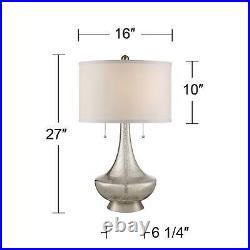 Modern Table Lamp with Outlet USB Workstation Base Mercury Glass for Living Room