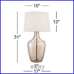 Modern Table Lamp with Table Top Dimmer Clear Champagne Glass Jar Living Room
