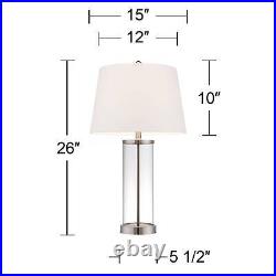 Modern Table Lamp with USB Outlet Workstation Base Fillable Clear Glass Bedroom