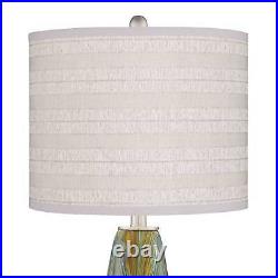 Modern Table Lamps Set of 2 29 1/2 Tall Blue Brown Glass Drum Shade for Bedroom