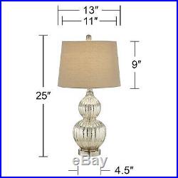 Modern Table Lamps Set of 2 Fluted Mercury Glass Gourd for Living Room Bedroom