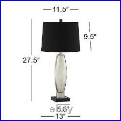 Modern Table Lamps Set of 2 Mercury Glass Black Shade for Living Room Bedroom