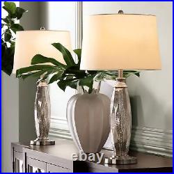 Modern Table Lamps Set of 2 Mercury Glass Brushed Nickel for Living Room Bedroom
