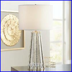 Modern Table Lamps Set of 2 Metal Fluted Mercury Glass for Living Room Bedroom