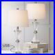 Modern Table Lamps Set of 2 with USB Chrome and Glass for Living Room Bedroom