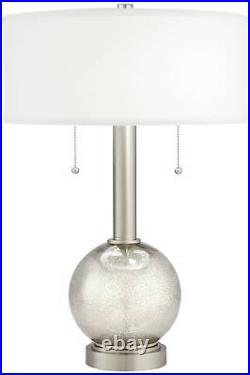 Modern Table Lamps Set of 2 with USB Port Nickel Mercury Glass for Living Room