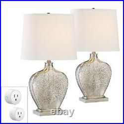Modern Table Lamps Set of 2 with Wi-Fi Smart Sockets Mercury Glass Living Room