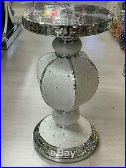 Modern Venetian Mirror Glass Side Table Lamp Diamante Stand Romany Italian