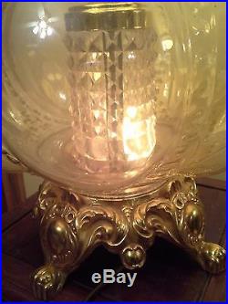 Monumental Carnival Glass Crystal Diffuser Vintage Table Lamp Large IRIDESCENT