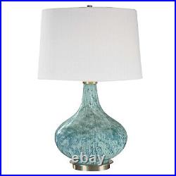 Mottled Blue Gray Glass Gourd Table Lamp Light Elegant