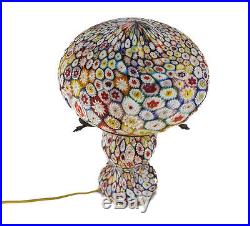 Murano Millefiori Art Glass & Brass Mounted Table Lamp, Possibly Toso. C1940