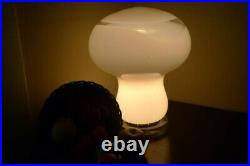 Murano Mushroom Table Lamp Light, Italian, with Clear Glass Swirl, Midcentury