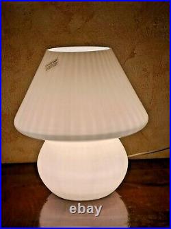 Murano mushroom lamp, white, for table, 70s, Made in Italy