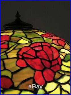 Museum Quality UNIQUE Leaded Glass Lamp Oriental Poppy Open Root Base Handel Era