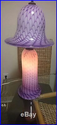 Mushroom style 18in lamp Hand Blown glass, table lamp, night lamp