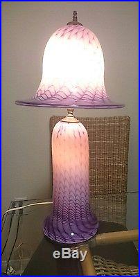 Mushroom style 18in lamp Hand Blown glass, table lamp, night lamp