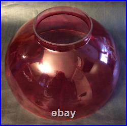 NEW 14 Cranberry Dot Optic Hanging Table Glass Oil Lamp Dome Shade -Made in USA