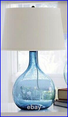 NEW Pottery Barn Eva Navy Colored Glass Table Lamp