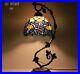 NEW Tiffany Table Lamp Blue Stained Glass Lotus Style Desk Reading Light, Best