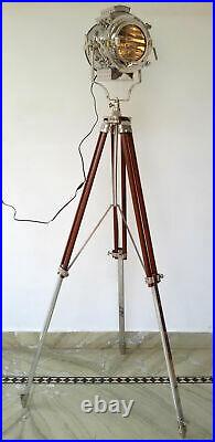 Nautical Hollywood floor Searchlight Lamp Theater Spot Light With Wooden Tripod