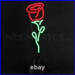 New Neon sign Romantic Red rose Modern art Sculpture table lamp hand blown glass