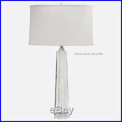 New Solid Crystal Column Table Lamp Clear Glass Office Living Room Bedroom 32