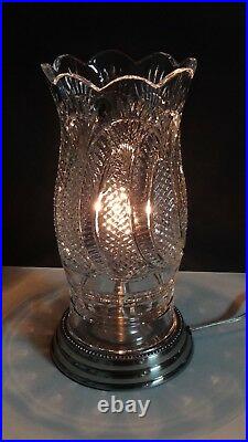 New Waterford Crystal Seahorse Large Electric Hurricane Lamp
