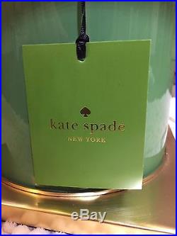 New With Tags Kate Spade Green Glass Table Lamp With Gold Base And Cream Shade