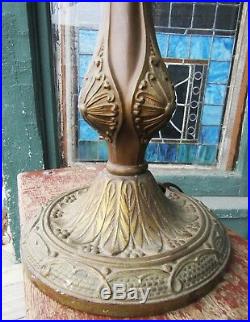 Nice Victorian Salem Bros Slag Glass Panel Table Lamp