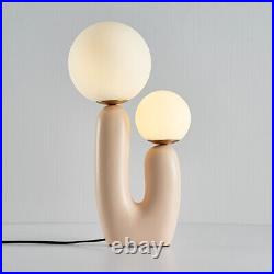 Nordic Modern 19 H Desk Lamp 2 Glass Shade Bedside Table Light in Cactus Design