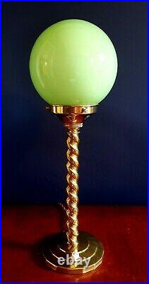ORIGINAL 1930s ART DECO TABLE DESK / LAMP BRASS STEM. ICONIC GLOBE GLASS SHADE