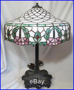 Old Antique CHICAGO MOSAIC LAMP COMPANY Leaded Glass Electric TABLE LAMP -WORKS