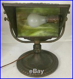 Old Bradley & Hubbard Piano Student Slag Glass Lamp Works Neoclassical