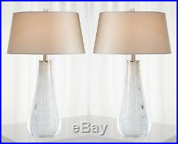 PAIR Murano Style Venetian Blown Glass Ludwig Table Lamp Set White Opal Horchow