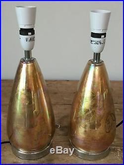 PRELOVED'NEXT GOLD GLASS TABLE LAMPS LARGE PAIR of 2