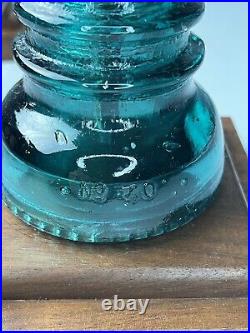 Pair Handmade Glass Insulator (Whitall Tatum Co. & Hemingray) and Wooden Lamps
