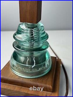 Pair Handmade Glass Insulator (Whitall Tatum Co. & Hemingray) and Wooden Lamps
