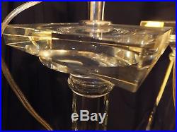 Pair Restoration Hardware SAXON Column Clear Glass Crystal Table Lamp 28 Tall