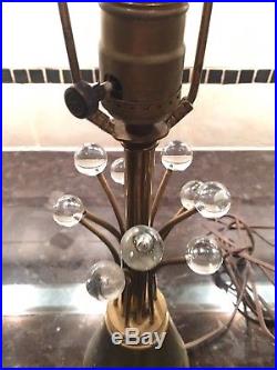 Pair of Atomic Space Age Sputnik Glass and Brass Table Lamps Lights