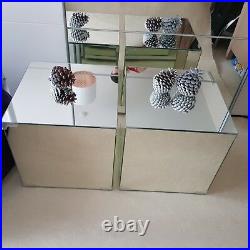Pair of Bedside Tables Square Nightstand 2 Stand Lamp Furniture with Storage Set