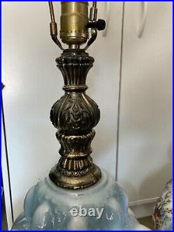 Pair of Falkenstein Blue and White Floral MCM Table Lamps
