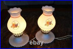 Patriotic Vintage Milk Glass Lamp, Fourth of July Decor Lamp, Bedside Table Lamp